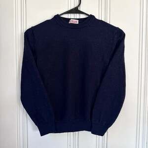 Tricot Sweater Size 52/L Black Italian Wool Crewneck